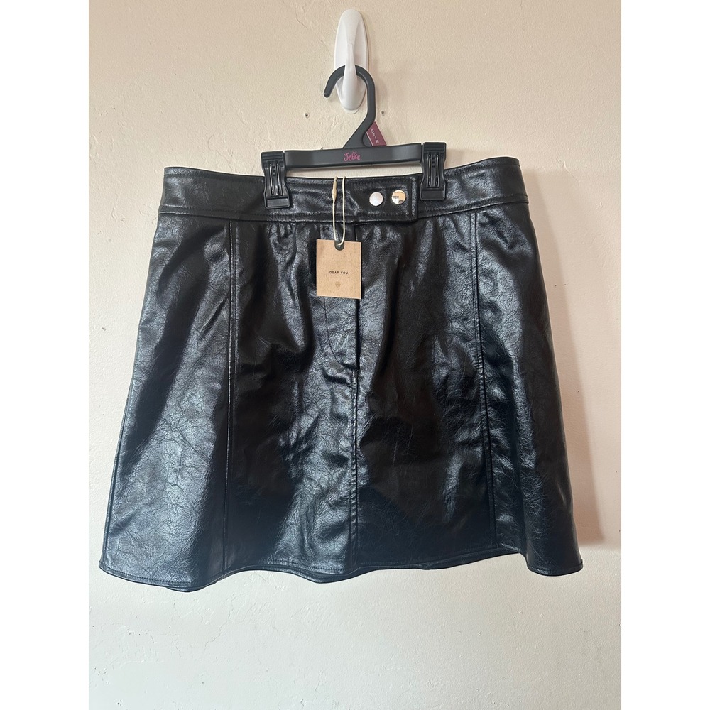 Active Usa Faux Leather Mini Skirt Women L Black New Faux Leather High Waisted